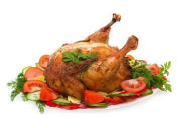 Roast chicken with vegetables clipart