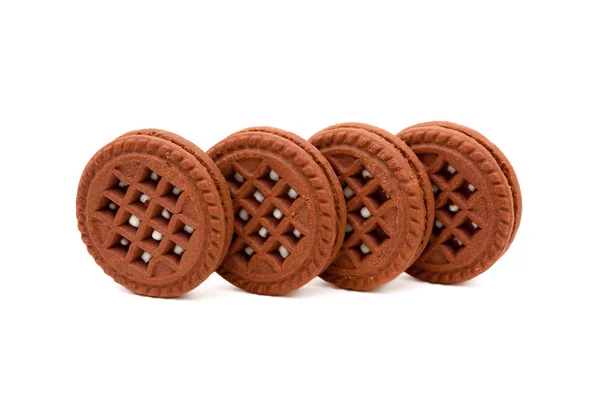 Chocolate biscuits with vanilla cream — Stock Photo, Image