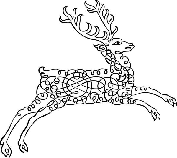 Каллиграфическая иллюстрация оленя — стоковый вектор