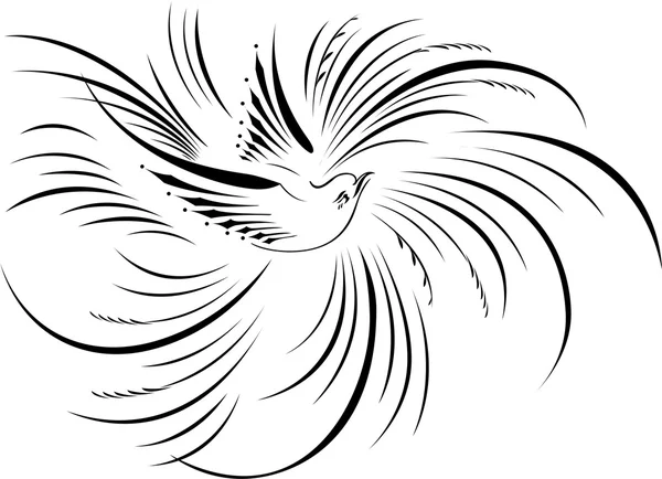 Ilustración caligráfica de aves — Vector de stock