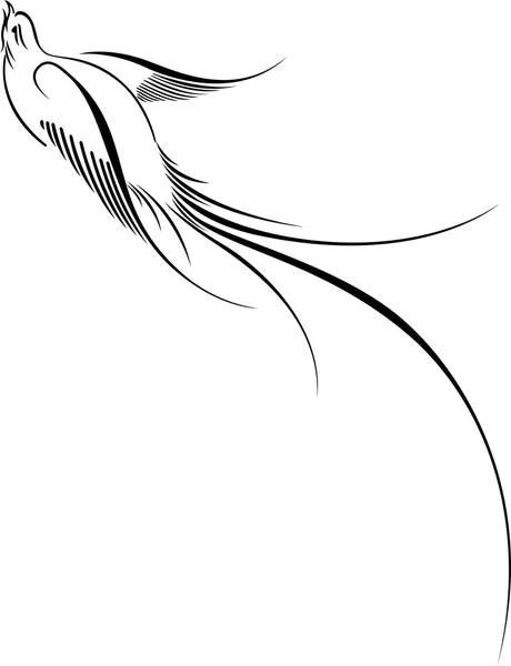 Kalligrafiska illustration av fågel — Stock vektor