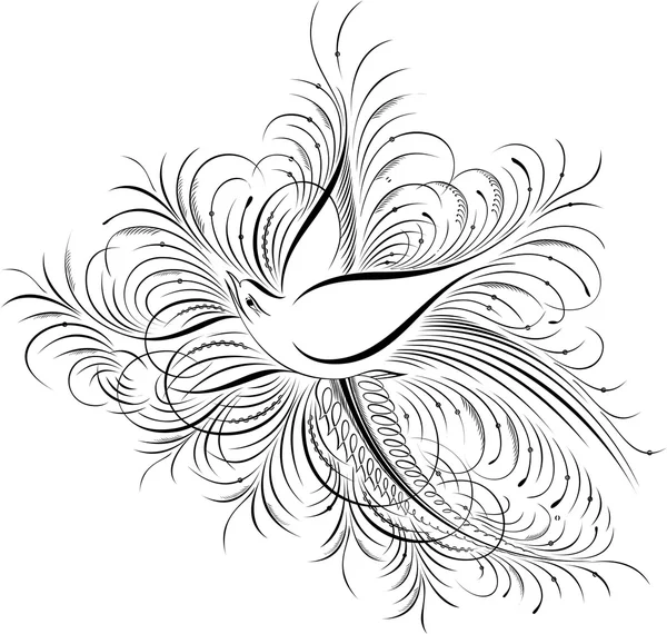 Каллиграфическая иллюстрация птиц Векторная Графика