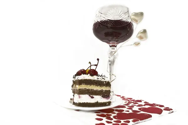 Wein und Kuchen — Stockfoto