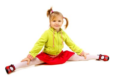 Funny little girl sitting on twine clipart