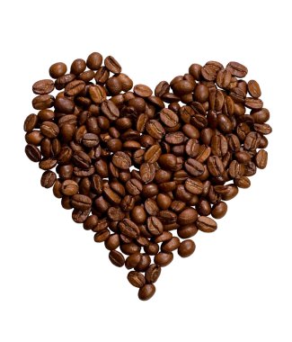 Grains of coffee in the form of heart clipart