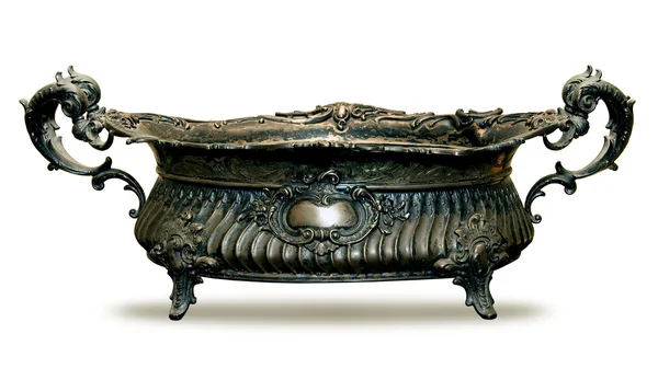 Antigos utensílios de cozinha de bronze prata coberta — Fotografia de Stock