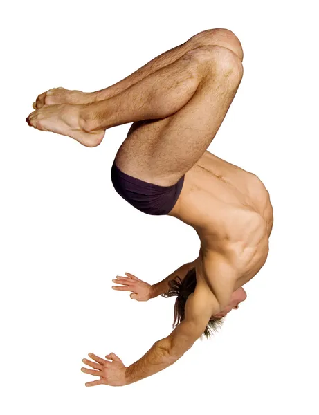 Gymnast acrobat bar på händer — Stockfoto