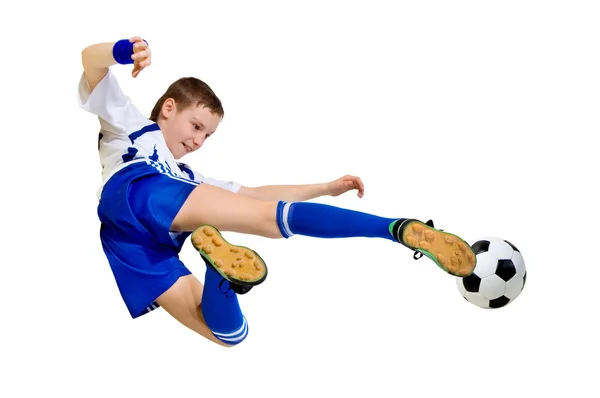 Rapaz um futebolista — Fotografia de Stock