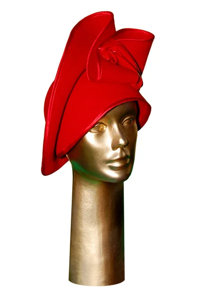 Hoofd van de vrouw model in een rode hoed — Stockfoto