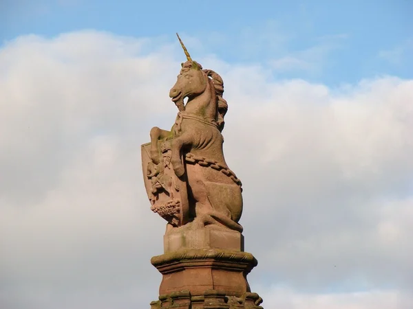 Estatua de unicornio en Jedburgh Fotos de stock libres de derechos