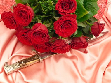 Roses and dagger clipart