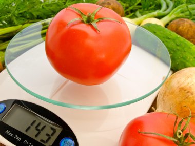 Tomato on the scales clipart