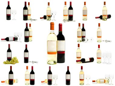 Red and white wine bottles set clipart