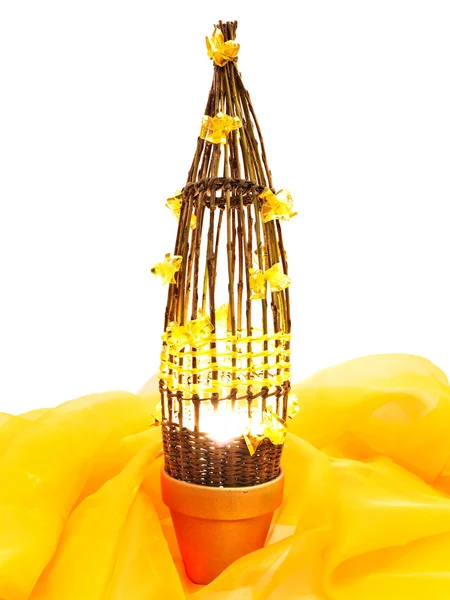 Decorative wattled willow lamp — Stock Photo, Image