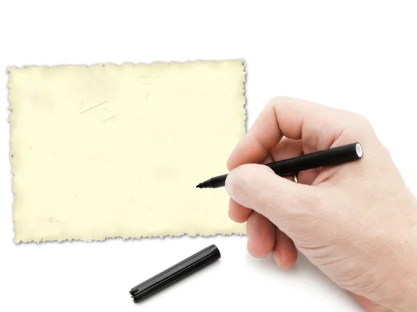 Pen in de hand start tekening — Stockfoto
