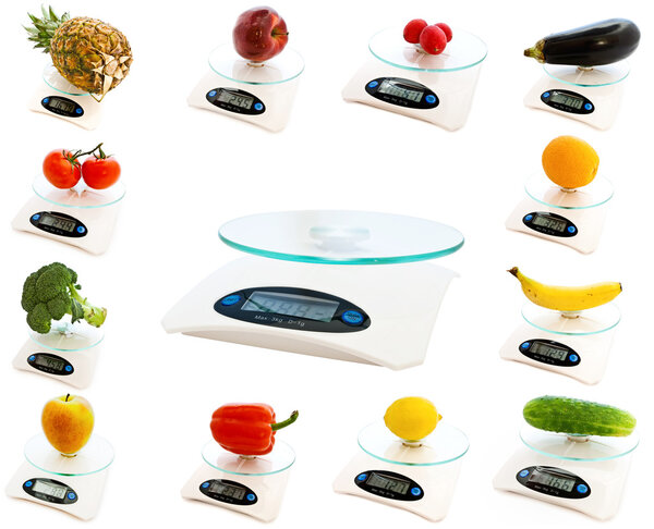 Collage wiyh fruits and vegetables