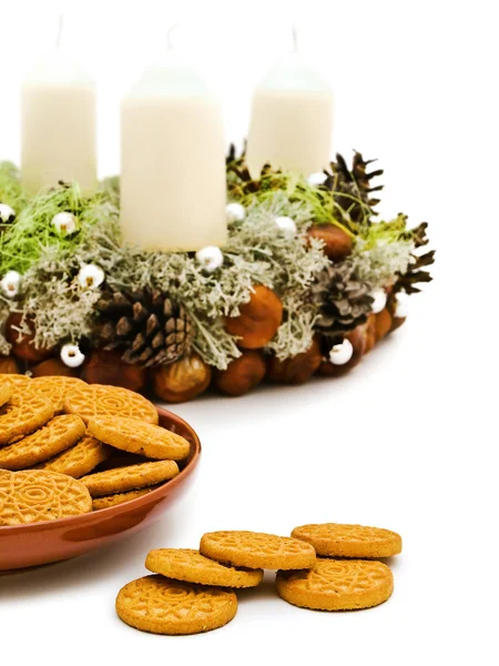 Natal guirlanda artesanal com biscoitos — Fotografia de Stock