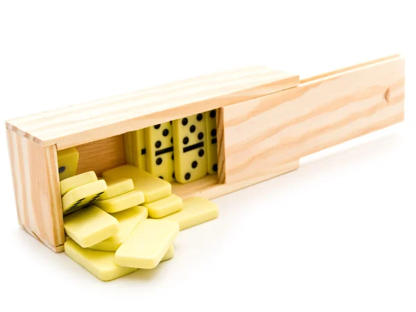 Domino in scatola di legno — Foto Stock