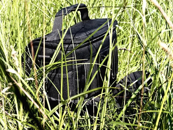 Сумка в траве — стоковое фото