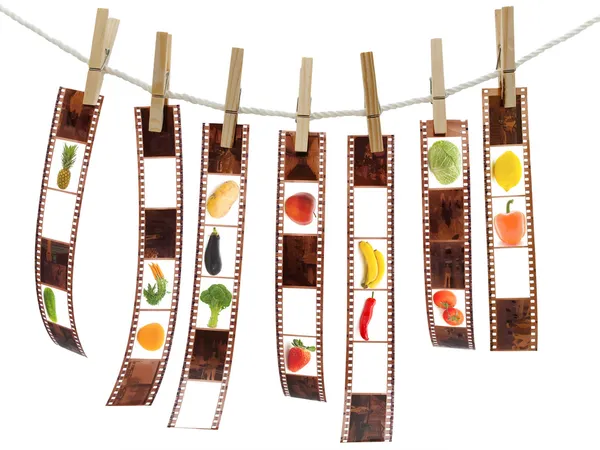 Filmový pás s ovocem — Stock fotografie