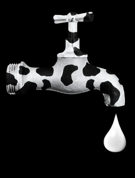 Cow tap with milk — Stock Photo, Image