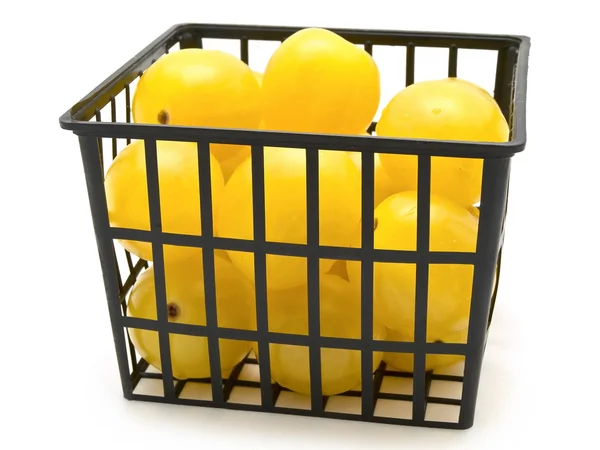 Small tomatoesin the basket — Stock Photo, Image