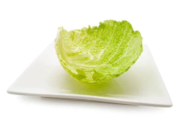 Cabbage leaf at plate — Stock Photo, Image