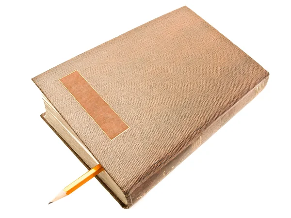 Kniha a tužka — Stock fotografie