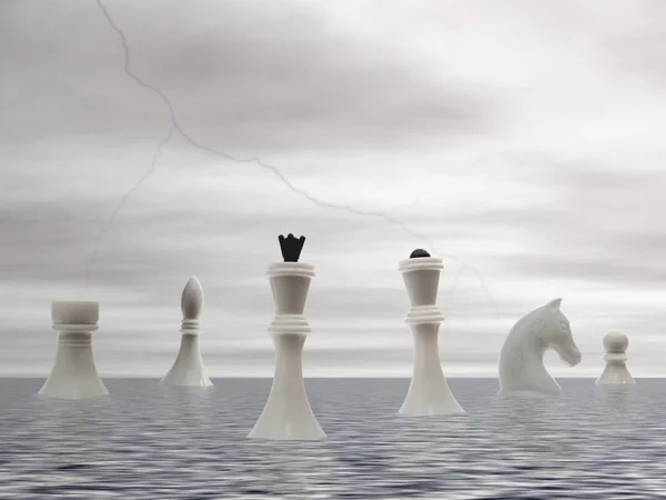 Bílá šachy adventní — Stock fotografie
