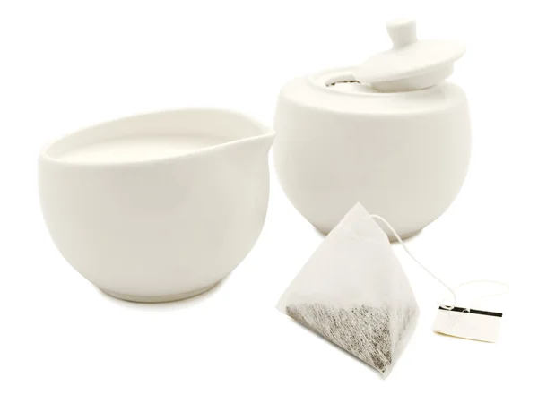 Beyaz modern çay seti — Stok fotoğraf