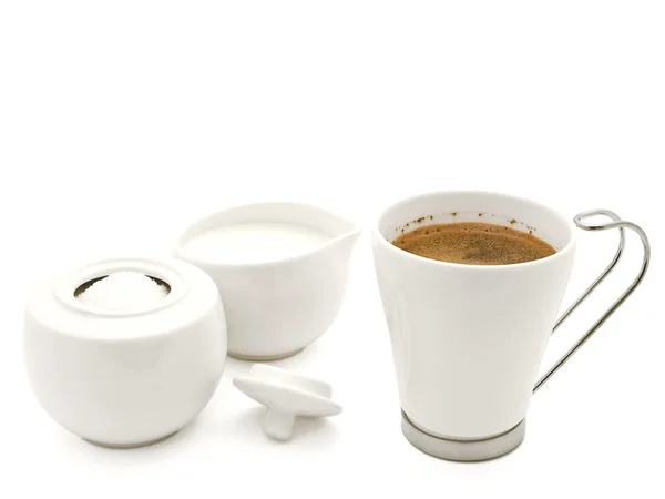 Koffie, shugar en crème — Stockfoto