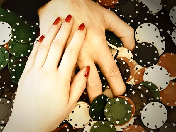 Nő és férfi kezét — Stock Fotó