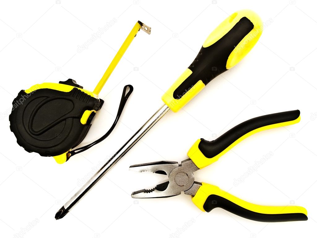 Pliers, screwdriver and meter