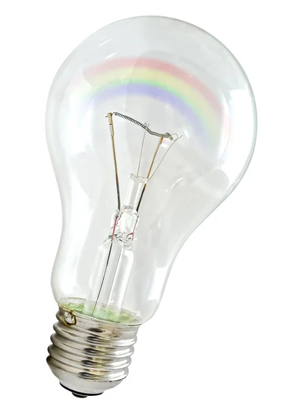 Žárovka a rainbow — Stock fotografie