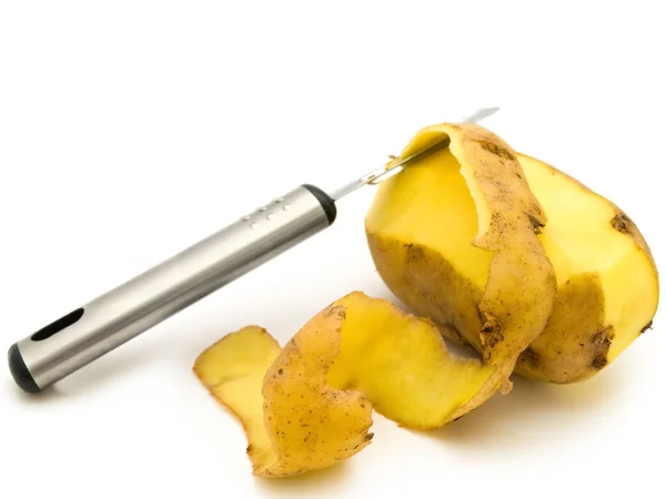 Potatoes with knife — Stock Photo, Image