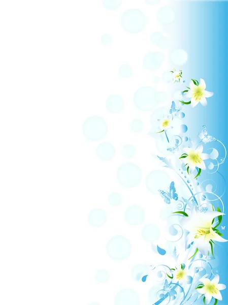 Lily květinové rám v modrém — Stock fotografie