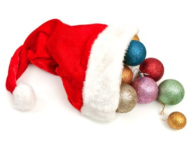 Christmas hat with Christmas balls clipart