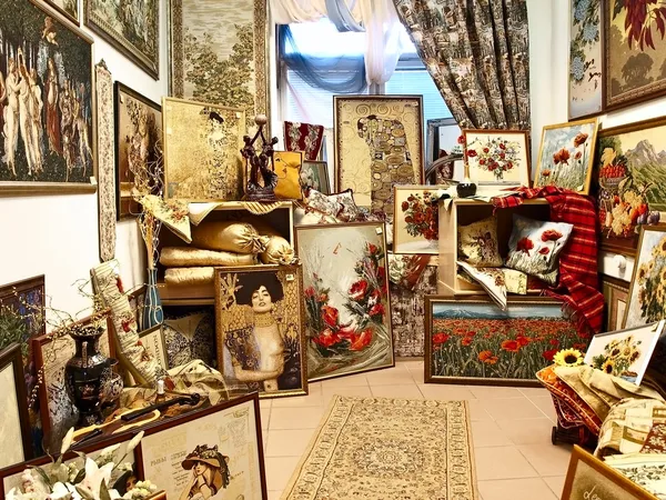 Sala de tapeçaria na loja — Fotografia de Stock