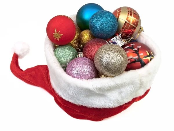 Jul hatt med julgranskulor — Stockfoto