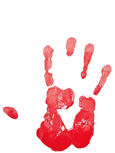 Hand afdrukken in het rood — Stockfoto