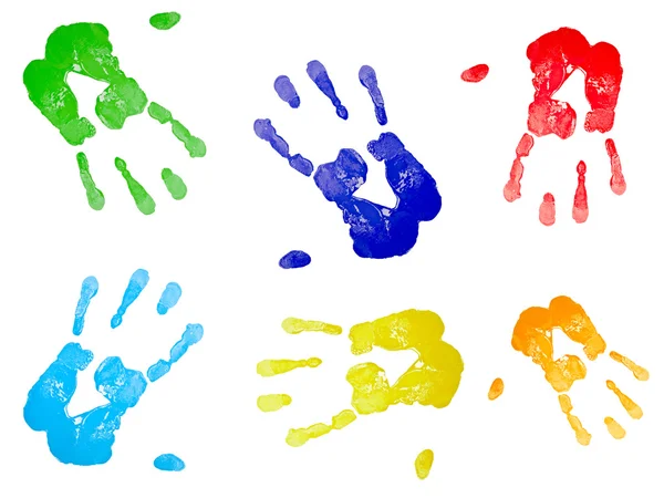 Многоцветные отпечатки рук — стоковое фото