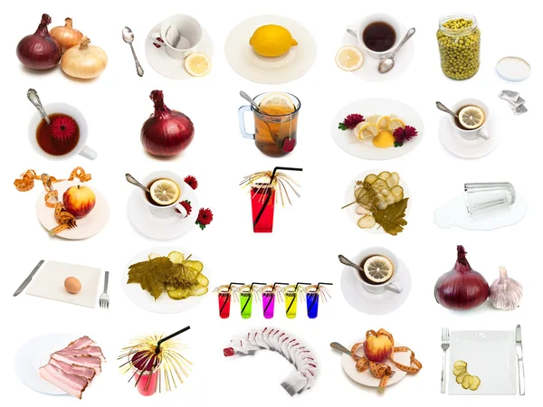 Conjunto de bebidas y alimentos —  Fotos de Stock