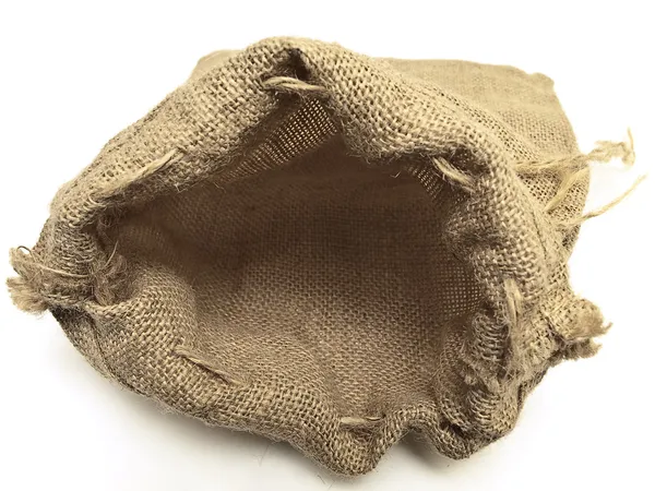 Открытый бежевый льняной мешок с косичками — стоковое фото