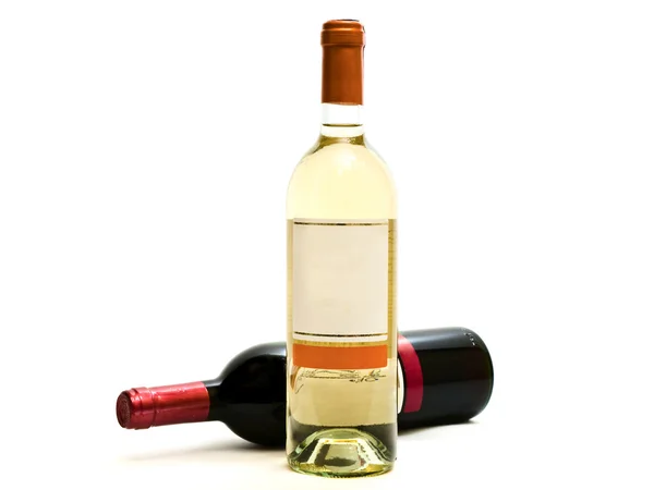 Botellas de vino tinto y blanco — Foto de Stock