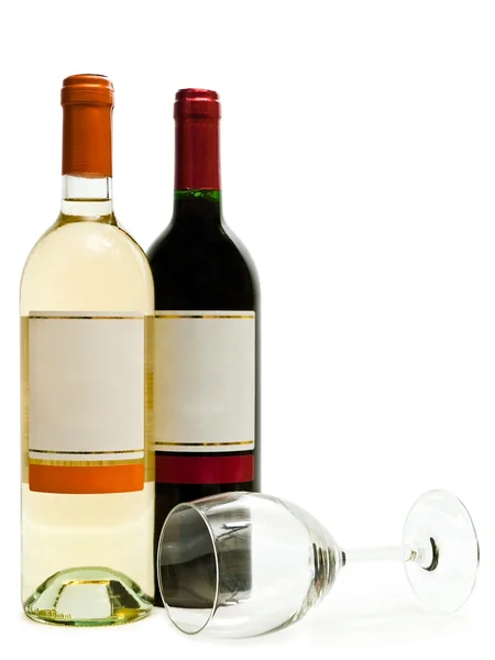 Fehér és vörös bor-és borospohár — Stock Fotó