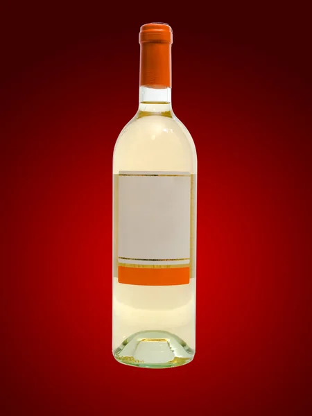 White wine bottle against red — Stock Photo, Image
