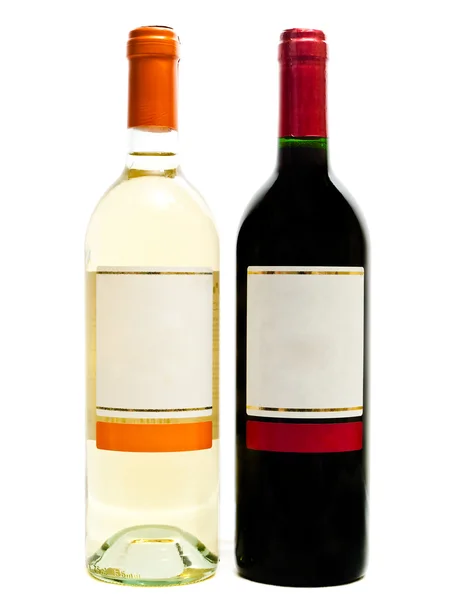 A vörös és fehér bor a palack — Stock Fotó