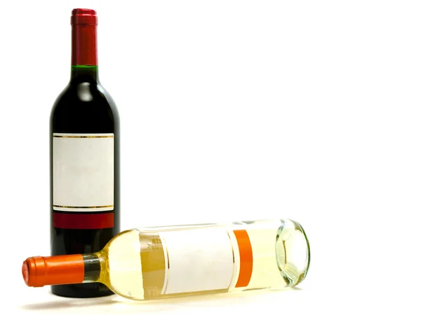 레드 와인 병과 화이트 와인 병 — 스톡 사진