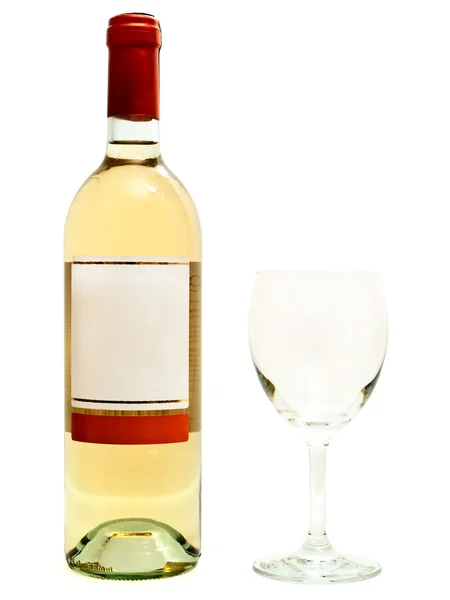 Vitt vin med vinglas — Stockfoto