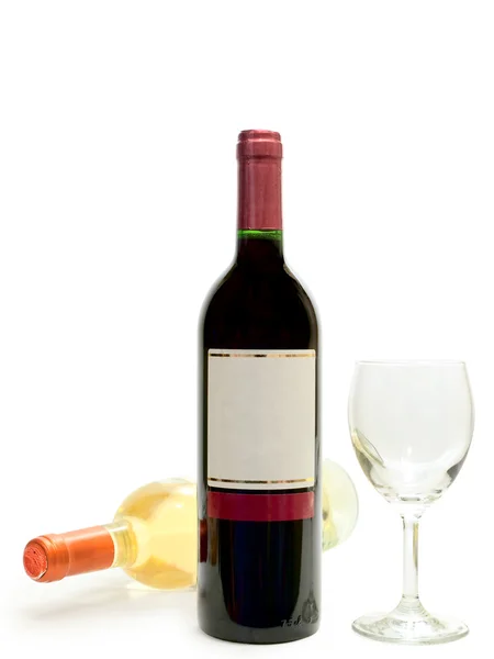 Fehér és vörös bor-és borospohár — Stock Fotó